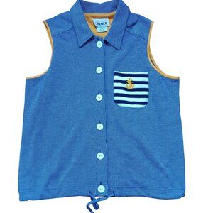 Vintage Women's Sailor Top Large 80's Knit Sleeveless Tie Waist Vest Anchor Logo